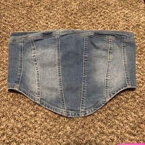 Denim zip up tube top